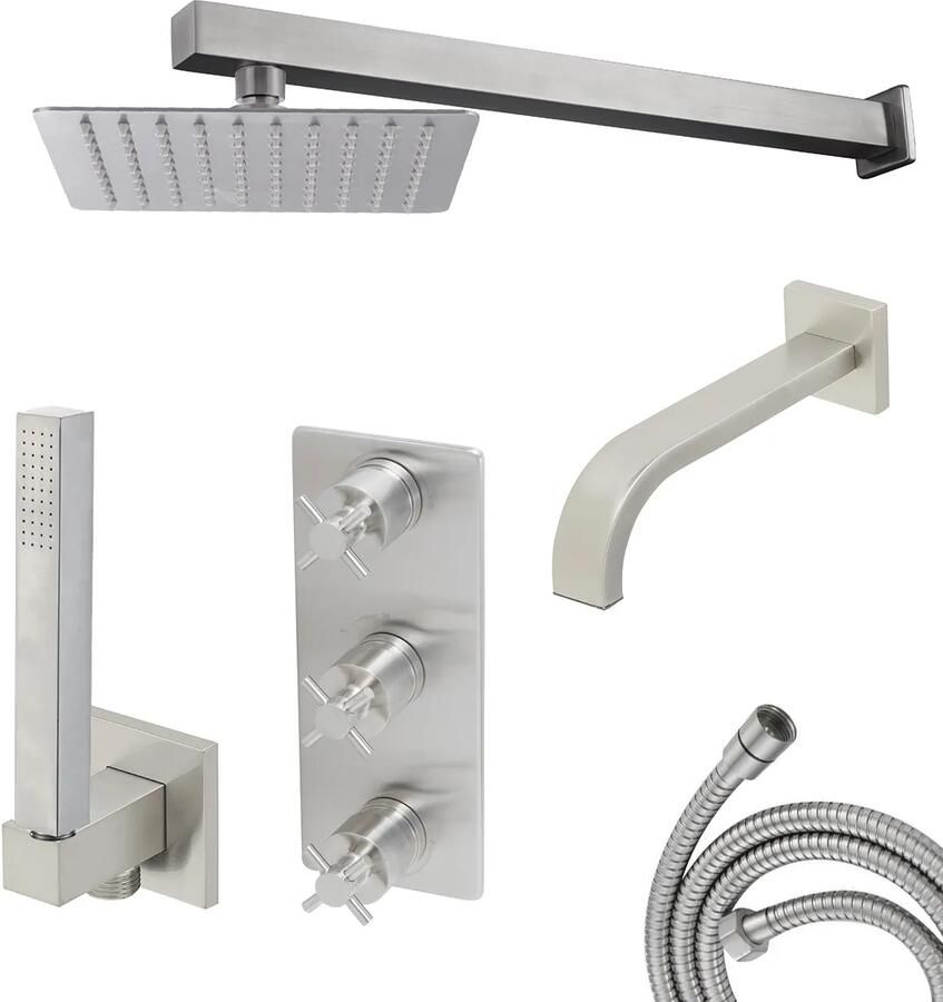 Mueller Mika inbouw regendouche 3-wegs met wandarm RVS