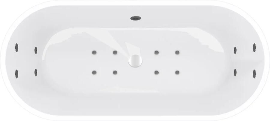 Mueller Monica bubbelbad 178x80cm elektronisch met 8 hydrojets en 8 aerojets chroom