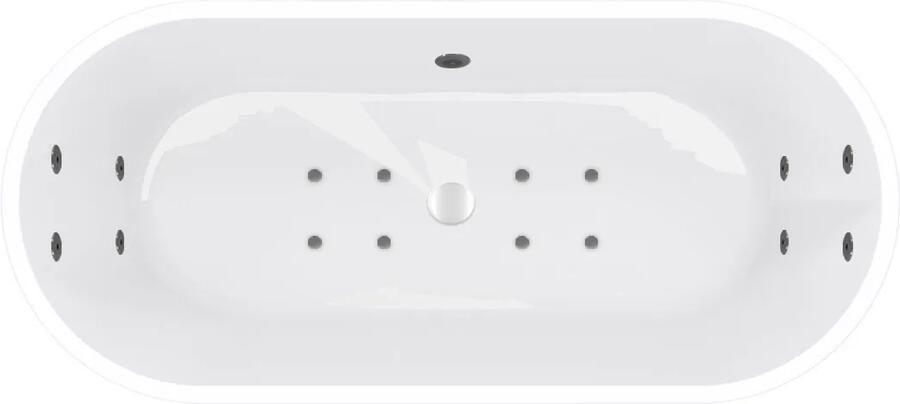 Mueller Monica bubbelbad 178x80cm elektronisch met 8 hydrojets en 8 aerojets RVS