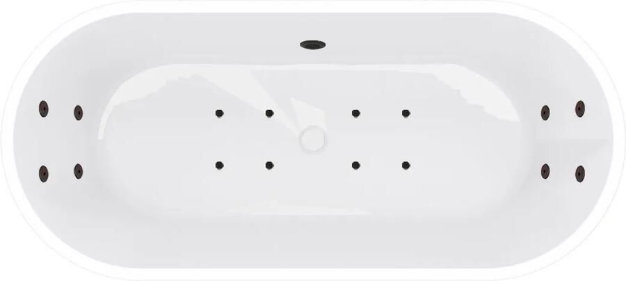 Mueller Monica bubbelbad 178x80cm elektronisch met 8 hydrojets en 8 aerojets zwart