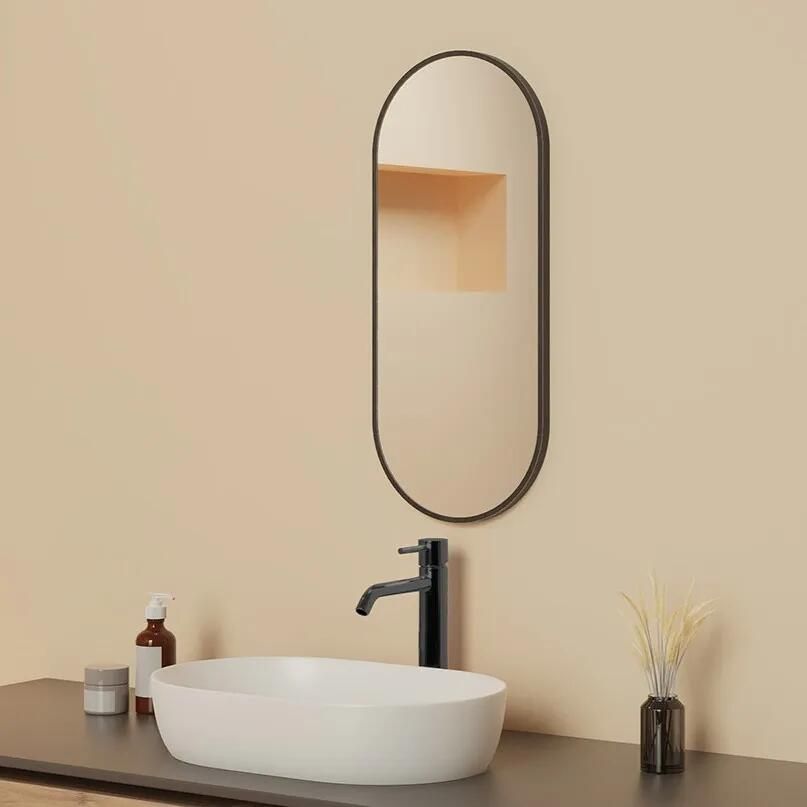 Mueller Ovalis ovale spiegel met lijst 30x70cm gunmetal