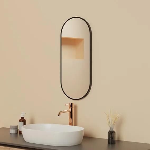 Mueller Ovalis ovale spiegel met lijst 30x70cm zwart mat