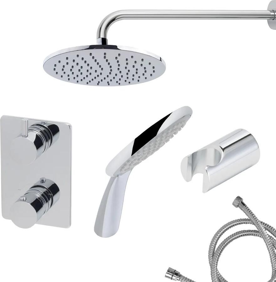Mueller Round inbouw regendouche 2-wegs met ronde handdouche en muurarm 45cm chroom