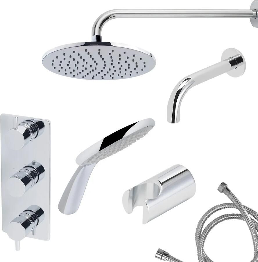 Mueller Round inbouw regendouche 3-wegs met ronde handdouche en muurarm 45cm chroom