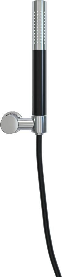 Mueller Round staafhanddoucheset met wandhouder mat zwart met chroom