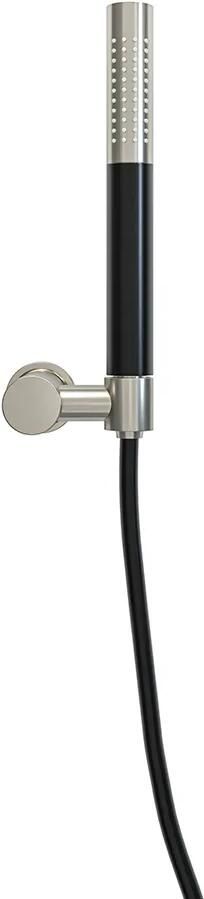 Mueller Round staafhanddoucheset met wandhouder mat zwart met RVS