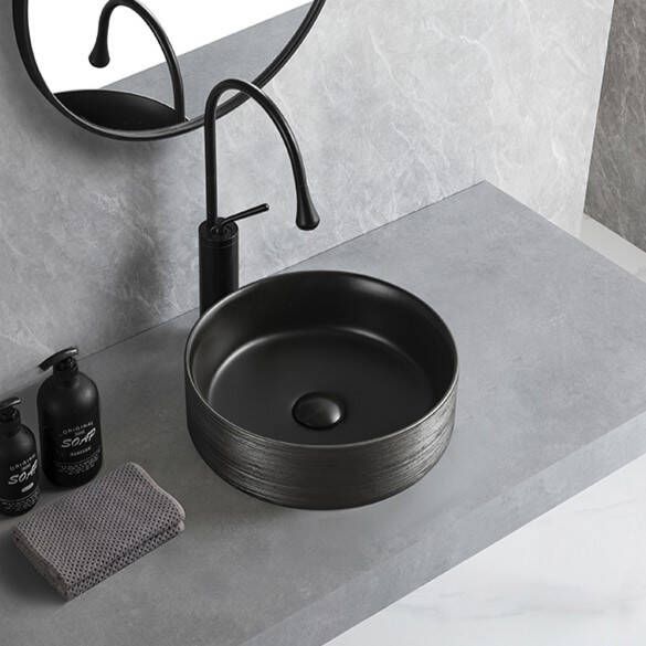Mueller Ray ronde waskom 36x36x12cm mat zwart geborsteld gunmetal