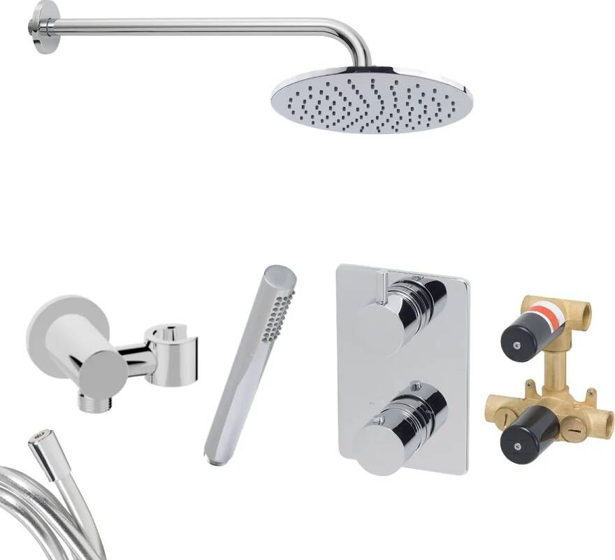 Mueller Round inbouw regendouche met 25cm hoofddouche en muurarm 45cm chroom