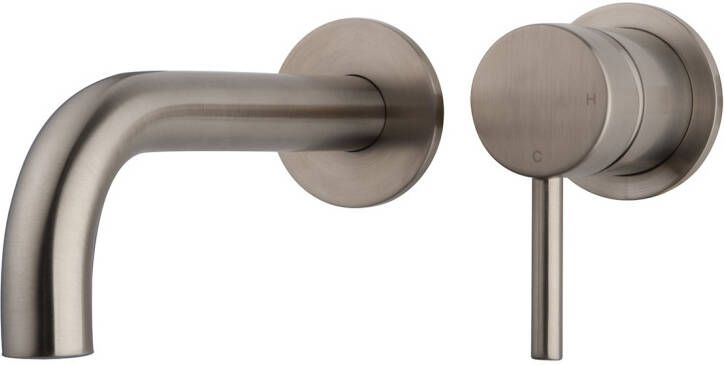 Mueller Round inbouw wastafelkraan met Coolstart geborsteld staal