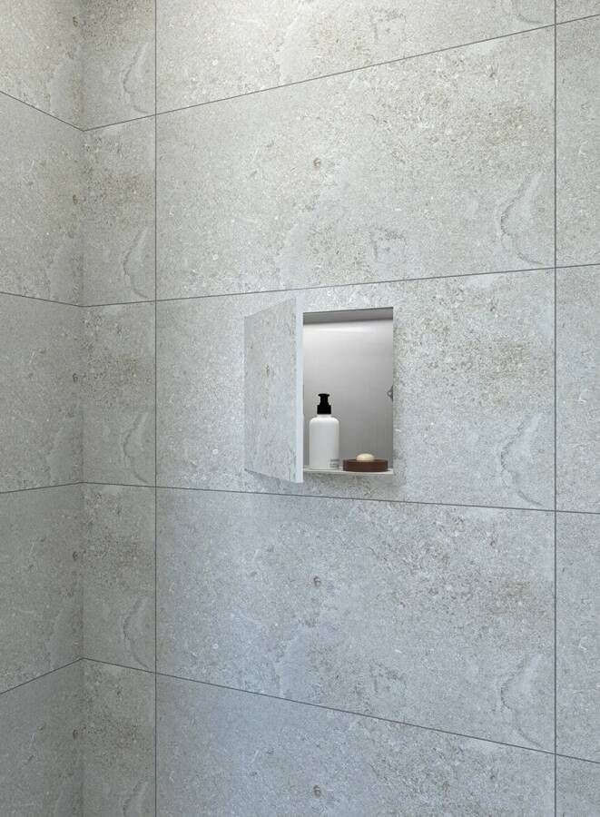 Mueller Round inbouwnis betegelbaar RVS 30x30x14cm