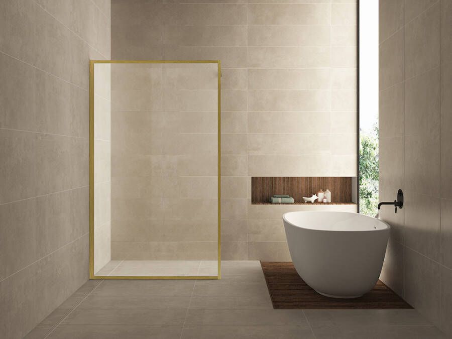 Mueller Square inloopdouche 120x200cm helder glas met nano-coating geborsteld messing