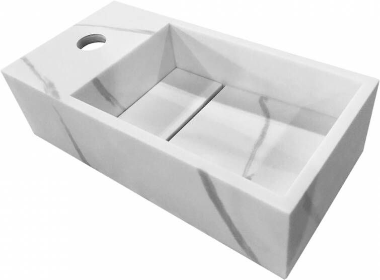 Mueller Venice links fontein solid surface 36x18x10cm marmer wit