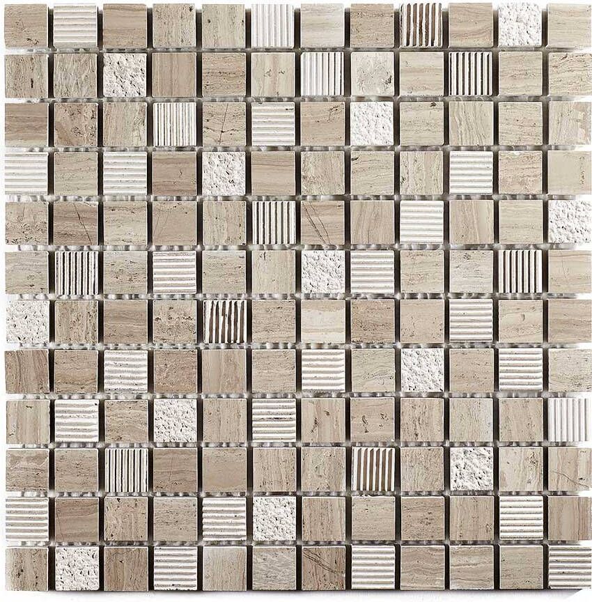 Aquacolor Natural Touch Grey Wood mozaiek 23x23 mm grijs mat