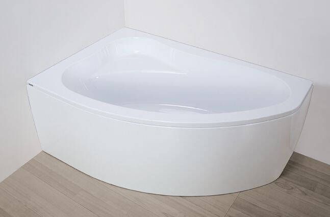Plazan Ekoplus badkuip met paneel 150x100cm wit links inclusief potenset