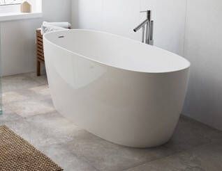 Plieger Ceno vrijstaand bad mineraalsteen met geïntegreerde overloop 160x70x61 cm mat wit 628100161133