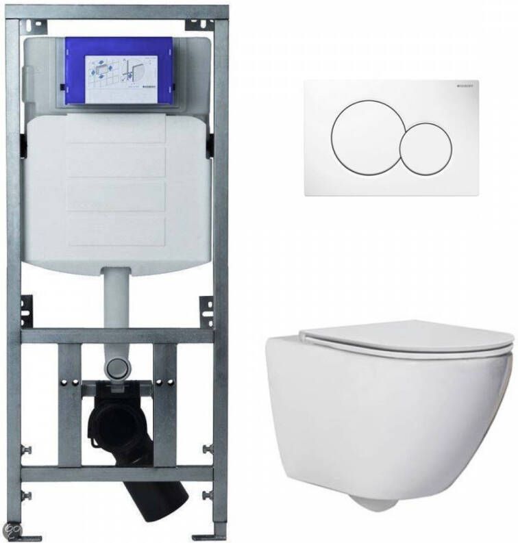 Plieger Isar toiletset met Saniclear Jama Compact randloos toilet en softclose zitting