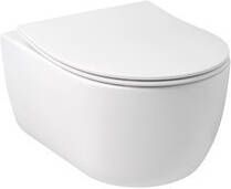 Plieger Kansas wandclosetpack met compact wandcloset diepspoel spoelrandloos 36x49cm inclusief softclose slim closetzitting en lift-off mat wit KANSASPACK MAT WHITE COMPACT