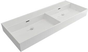 Plieger Wastafel Hangend Kansas Dubbel 120x45cm Keramiek met Overloop Wit Zonder Kraangaten