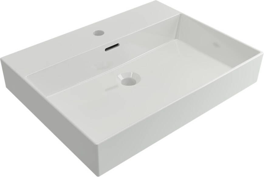 Brauer Lunar meubelwastafel 61x13x46.5cm met overloop 1 wasbak 1 kraangat keramiek glans wit WT-LU601HW