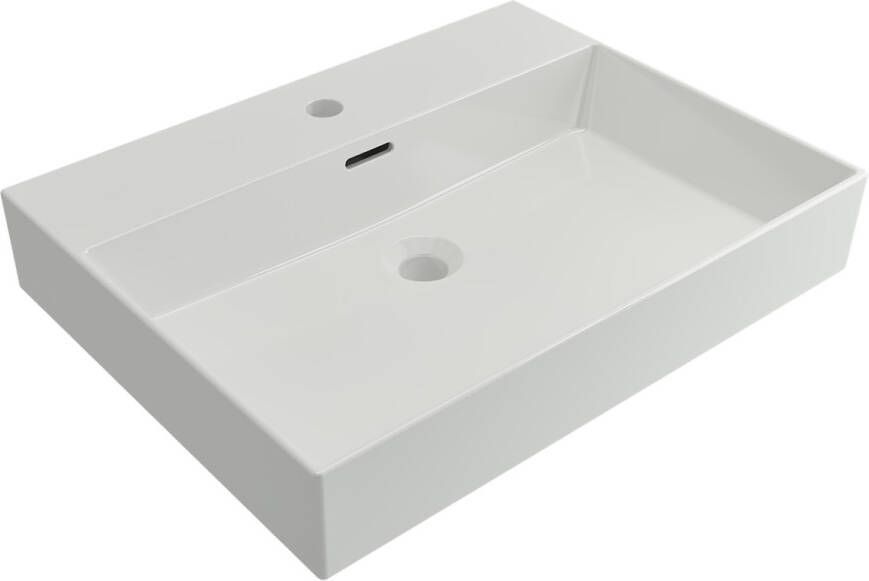 Plieger Wastafel Hangend Kansas 60x45cm Keramiek met Overloop Mat Wit 1 Kraangat - Foto 2