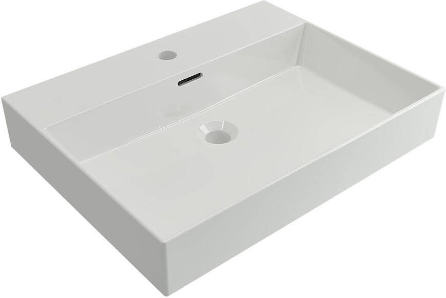 Plieger Wastafel Hangend Kansas 60x45cm Keramiek met Overloop Mat Zwart Zonder Kraangat - Foto 2