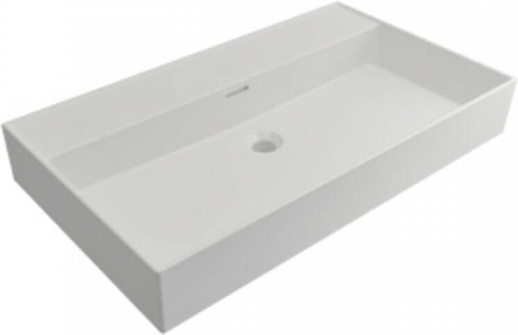 Plieger Wastafel Hangend Kansas 80x45cm Keramiek met Overloop Mat Wit Zonder Kraangat