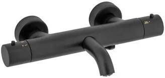 Plieger Napoli badkraan thermostatisch met omstel met koppelingen cool body mat zwart CI31306NE