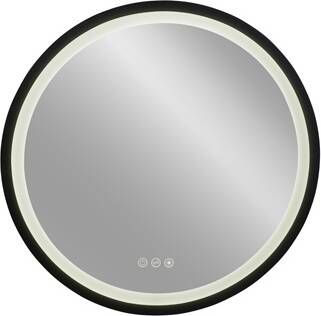 Plieger Nero Round spiegel rond LED met touch 80 cm zwart