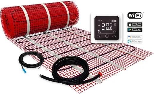 Plieger Heat vloerverwarmingskit 50x300cm = 1 5m² met zwarte wifi thermostaat
