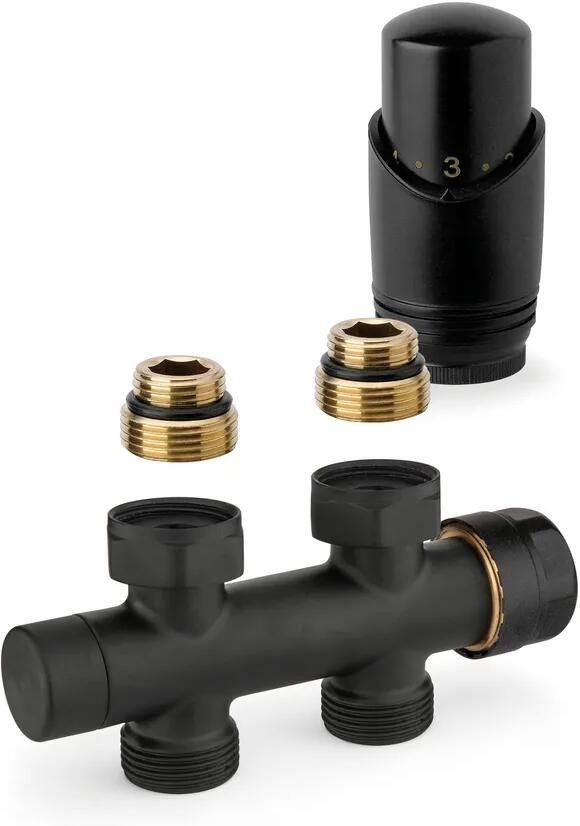 Plieger Onderblok Radiator Set Valvola Design Recht Zwart