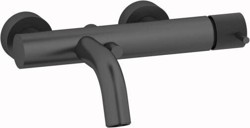 Plieger Roma badkraan met omstel en koppelingen HOH=15cm gebosteld zwart chroom ID250 BRUSHED BLACK CHROME