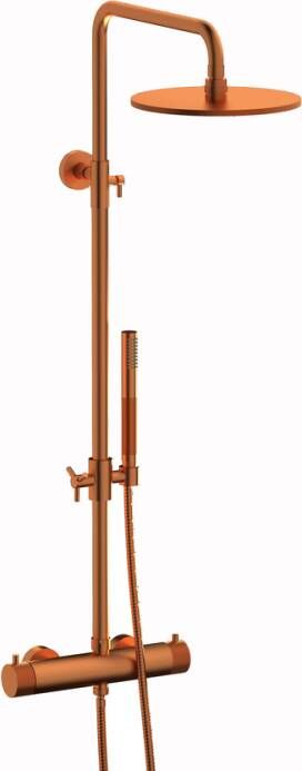 Plieger Roma douchesysteem met thermostatische douchekraan en hoofddouche 20 cm geborsteld koper - Foto 2