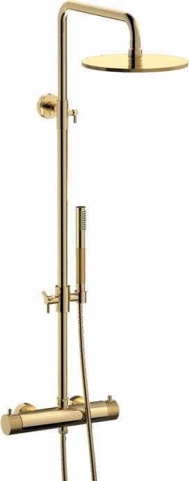 Plieger Roma douchesysteem met thermostatische douchekraan en hoofddouche 20 cm goud
