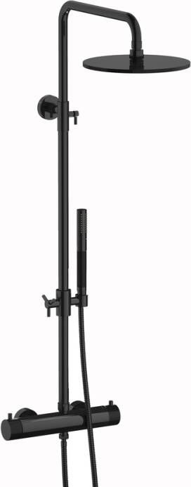 Plieger Roma douchesysteem met thermostatische douchekraan en hoofddouche 20 cm zwart chroom