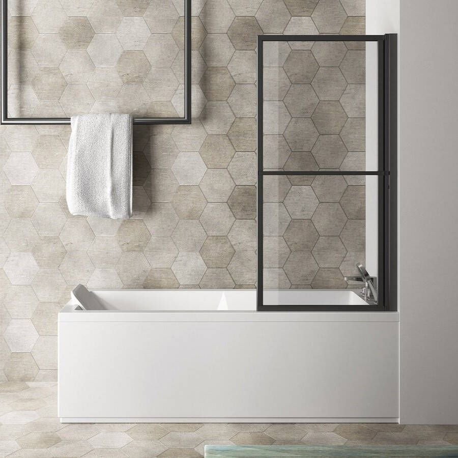 Polysan Kagera draaibare badwand 71x140cm zwart mat