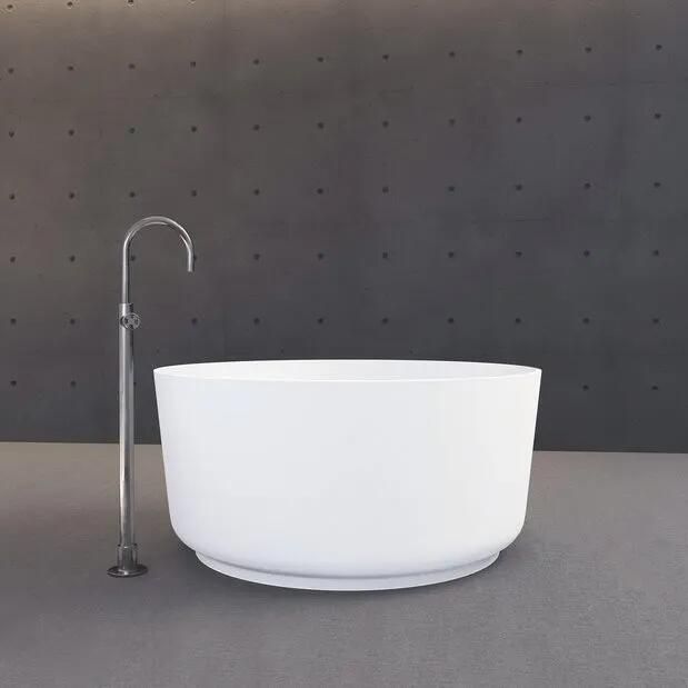 Polysan Estatis vrijstaand bad rond wit mat mineraalmarmer 110x110cm