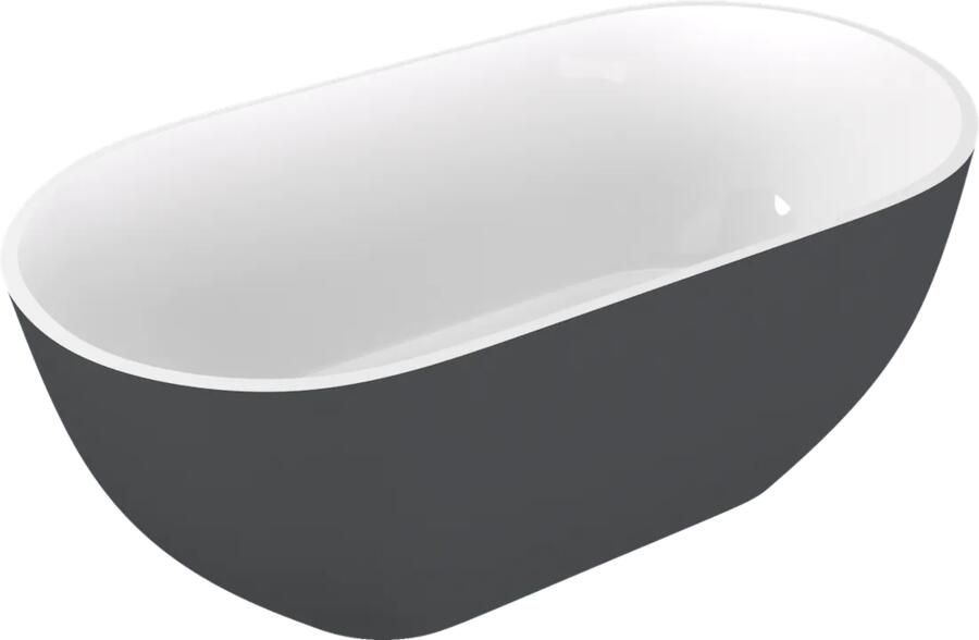 Polysan Reduta vrijstaand bad antraciet mat wit mineraalmarmer 170x80cm