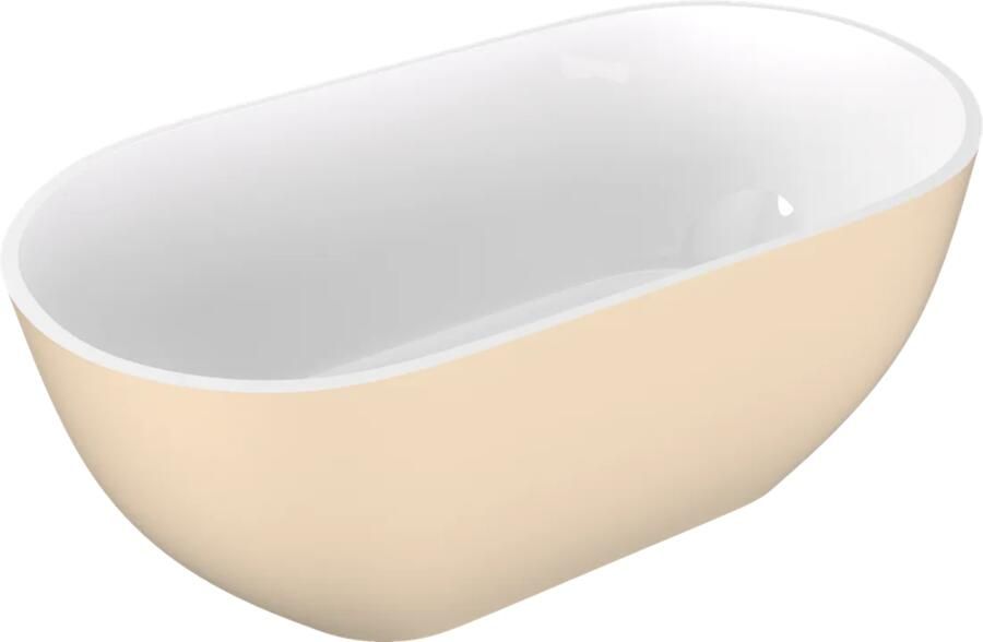 Polysan Reduta vrijstaand bad beige mat wit mineraalmarmer 150x75cm