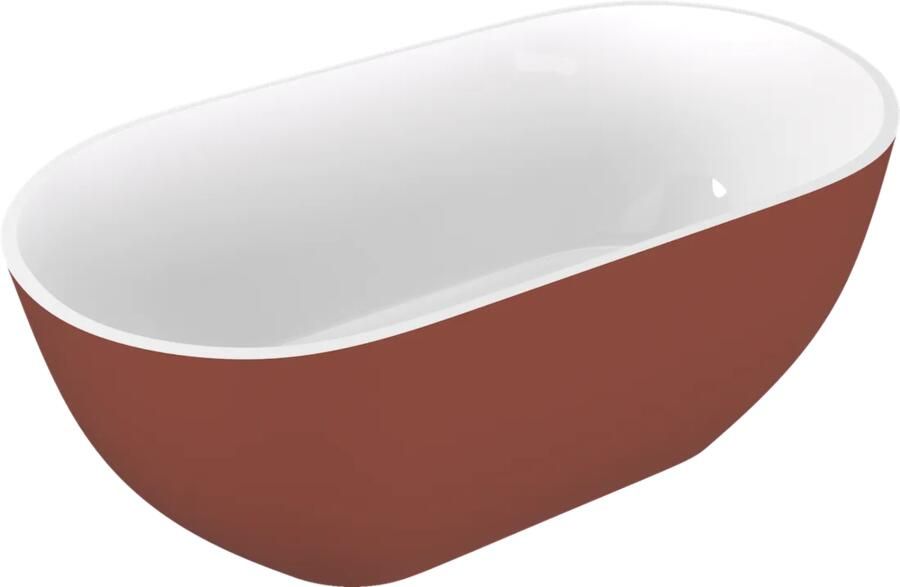 Polysan Reduta vrijstaand bad terracotta wit mineraalmarmer 170x80cm