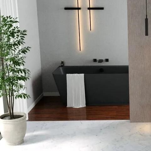 Polysan Skylla halfvrijstaand bad antraciet mat mineraalmarmer 170x75cm