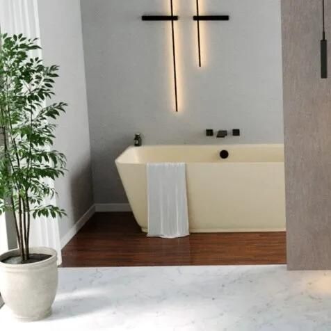 Polysan Skylla halfvrijstaand bad beige mat mineraalmarmer 170x75cm