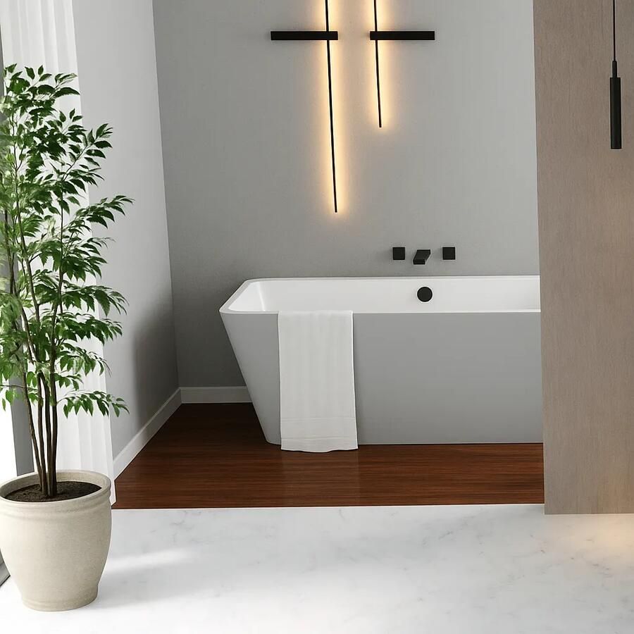 Polysan Skylla halfvrijstaand bad grijs mat wit mineraalmarmer 170x75cm