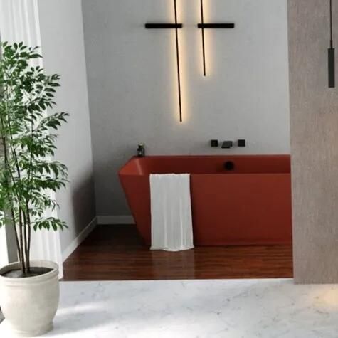 Polysan Skylla halfvrijstaand bad terracotta mineraalmarmer 170x75cm