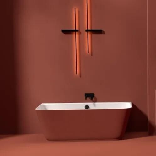 Polysan Skylla halfvrijstaand bad terracotta wit mineraalmarmer 170x75cm