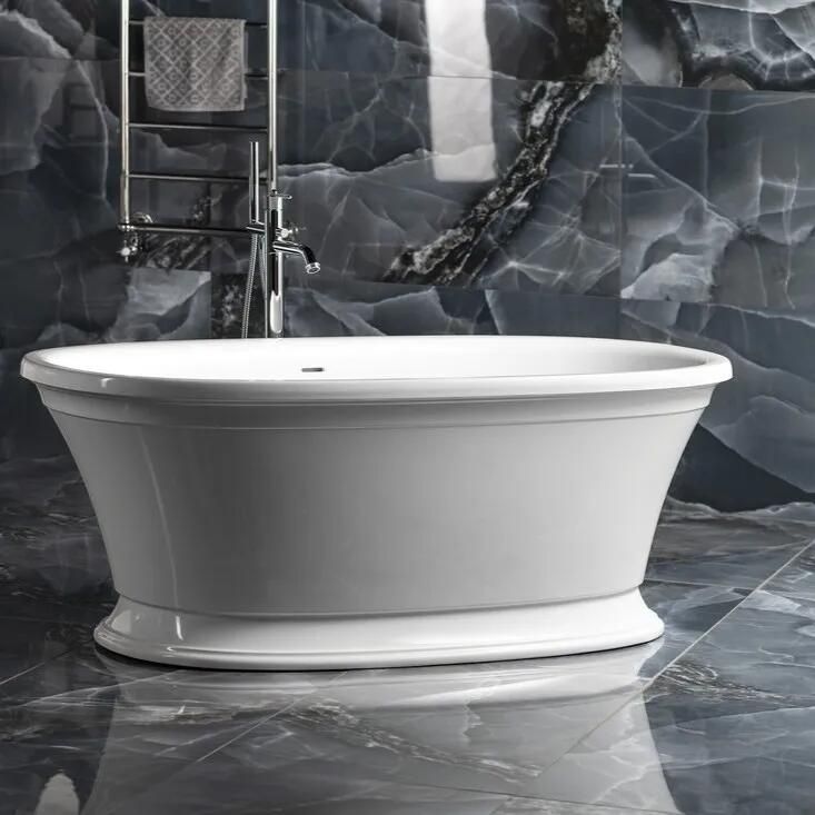 Polysan Velia vrijstaand bad wit mineraalmarmer 165x85cm