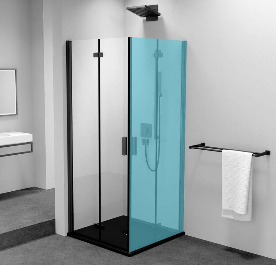 Polysan Zoom Line Black vouwdeur links 70x200cm zwart