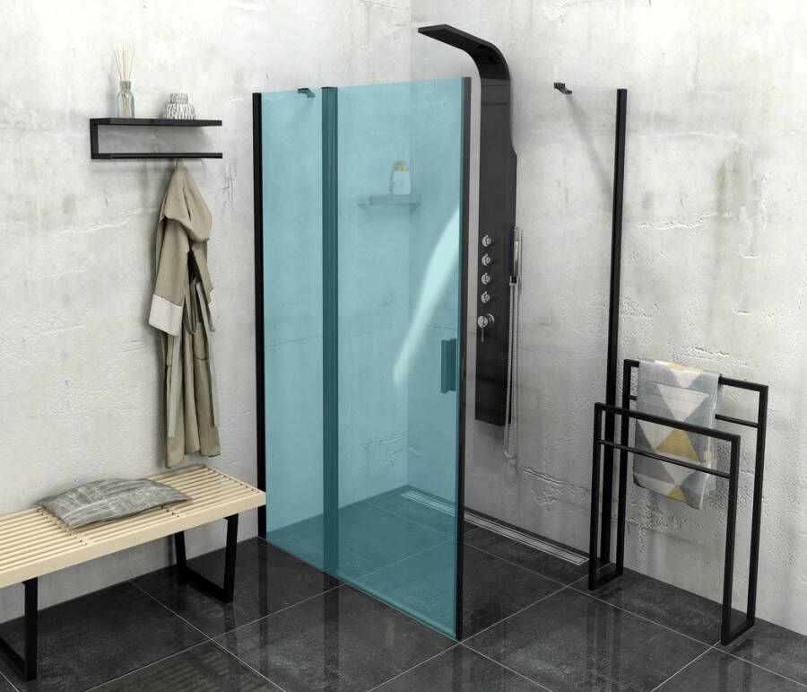 Sapho Zijwand Zoom Line Black 100x200 cm 6 mm Helder Glas tbv nisdeur Zoom Line Black Mat Zwart