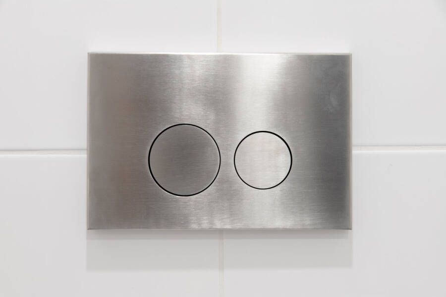 Qeramiq SCHADEMODEL: Push metalen drukplaat RVS met ronde knoppen voor o.a. UP320 inbouwreservoir