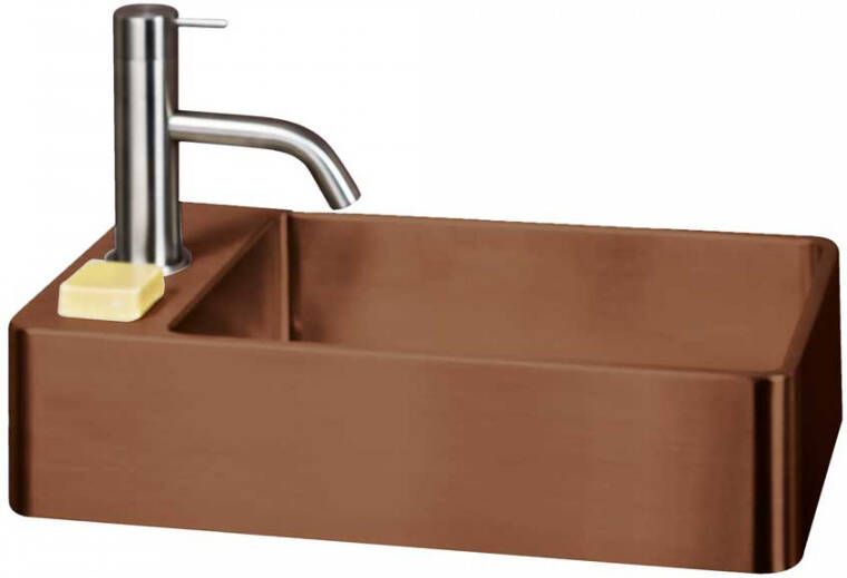 Qisani Vanity 22x40x10cm fontein 1 kraangat met afvoerplug Copper 181026