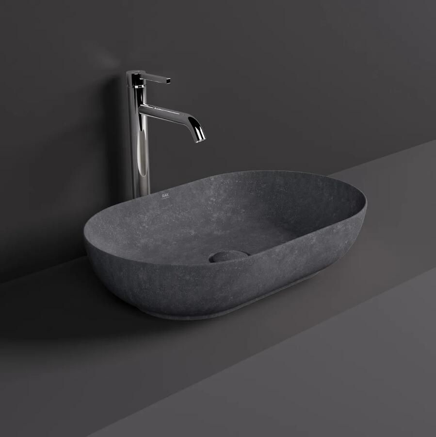 Rak Skin ovale waskom 55x35cm antraciet beton